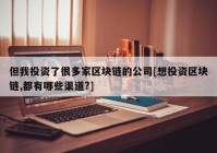 但我投资了很多家区块链的公司[想投资区块链,都有哪些渠道?]